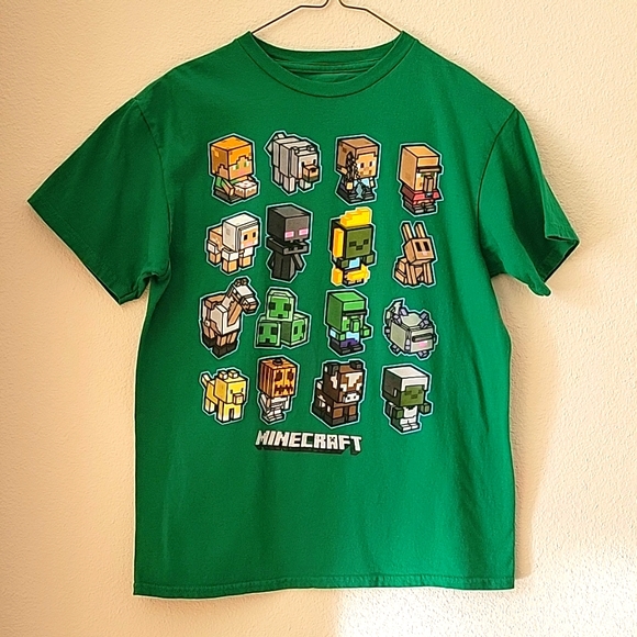 MINECRAFT boys graphic T-shirt, Medium, Green, EUC - Picture 1 of 4